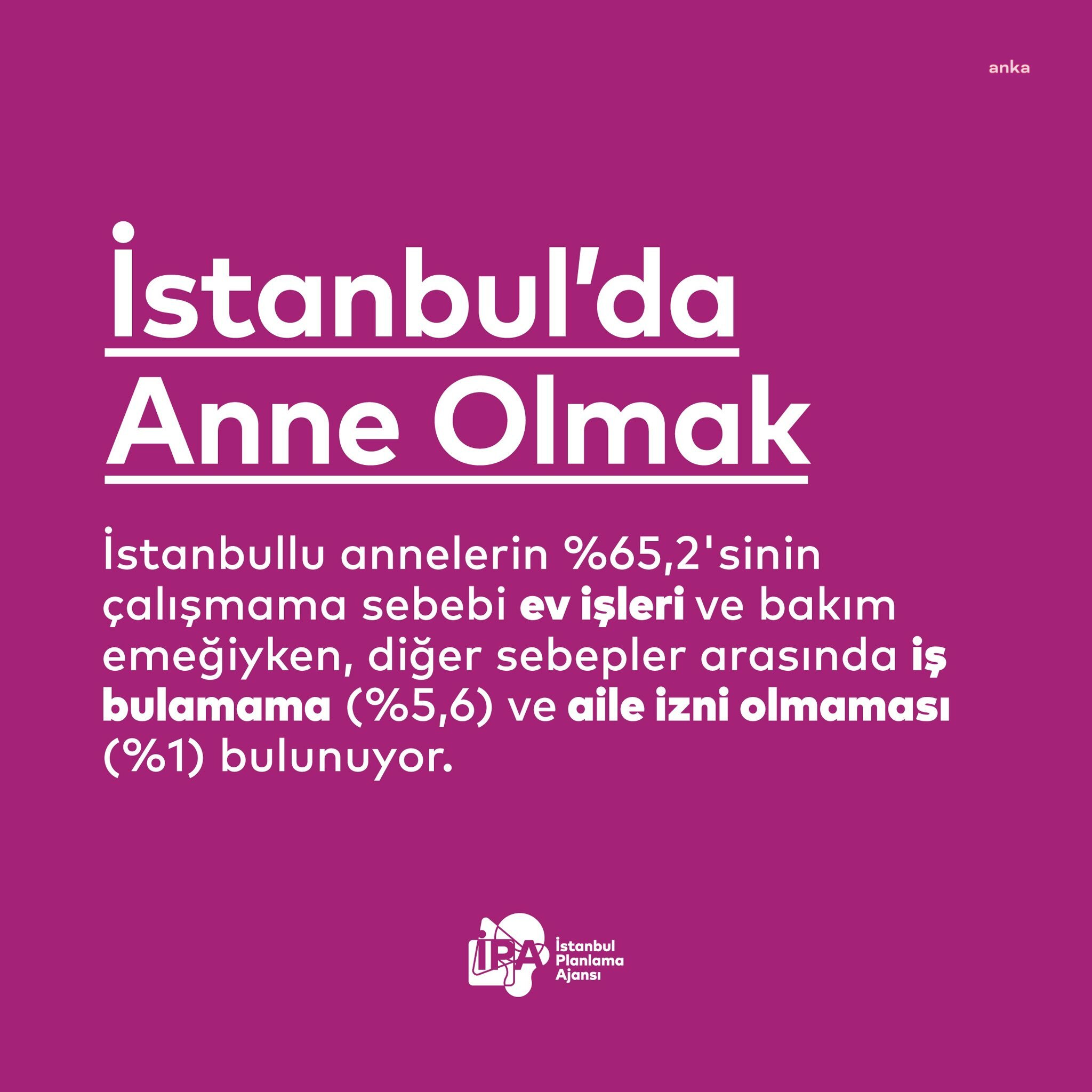  İPA: “İSTANBULLU ÇALIŞAN ANNELERİN YAŞAM MEMNUNİYETİ 4,4, EV HANIMLARININ 4,6”