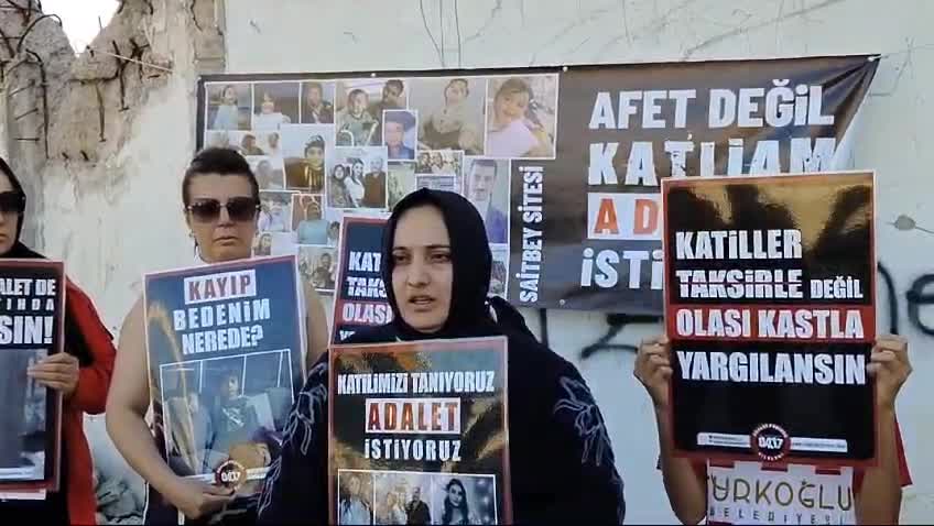 6 Şubat depremlerinde yıkılan Saitbey Sitesi'nde yakınlarını kaybedenler adalet nöbeti başlattı