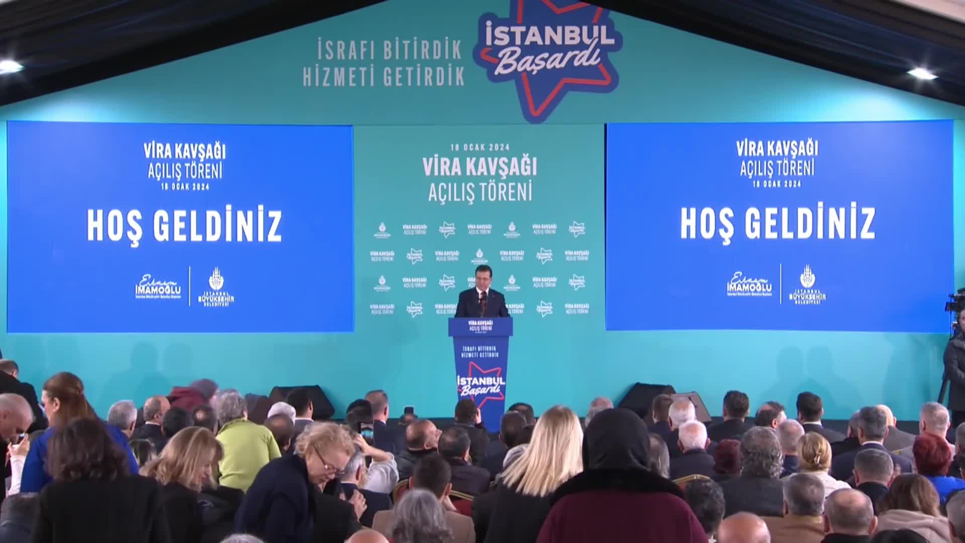 BEYLİKDÜZÜ VİRA KAVŞAĞI AÇILIŞINDA KONUŞAN  İMAMOĞLU: “İŞ ÜRETİYORUZ, ENGELLEMELERİ AŞIYORUZ. NE KOYARLARSA KOYSUNLAR ÖNÜMÜZE, BİZ ONU AŞMAYI, O DUVARI YIKMAYI BAŞARIYORUZ”