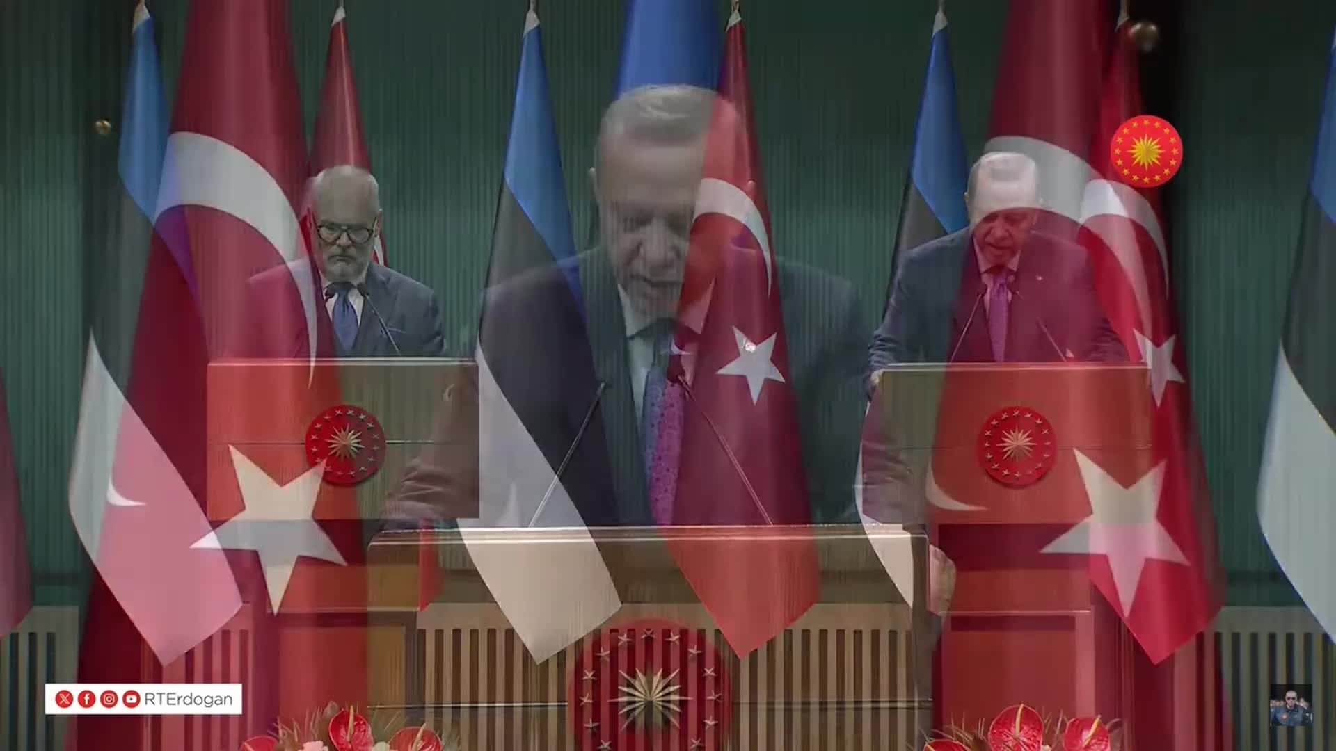 Cumhurbaşkanı Erdoğan, Estonya Cumhurbaşkanı ile ortak basın toplantısı düzenledi: "AB'ye tam üyelik stratejik hedefimizdir"