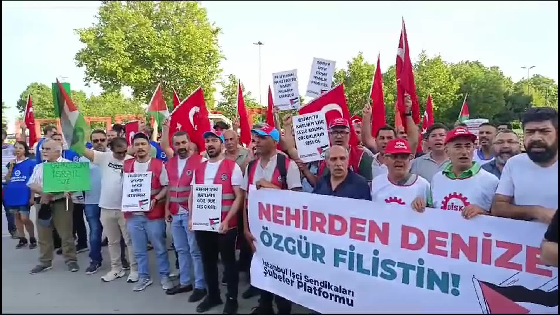 İstanbul İşçi Sendikaları Şubeler Platformu’ndan Filistin'e destek eylemi