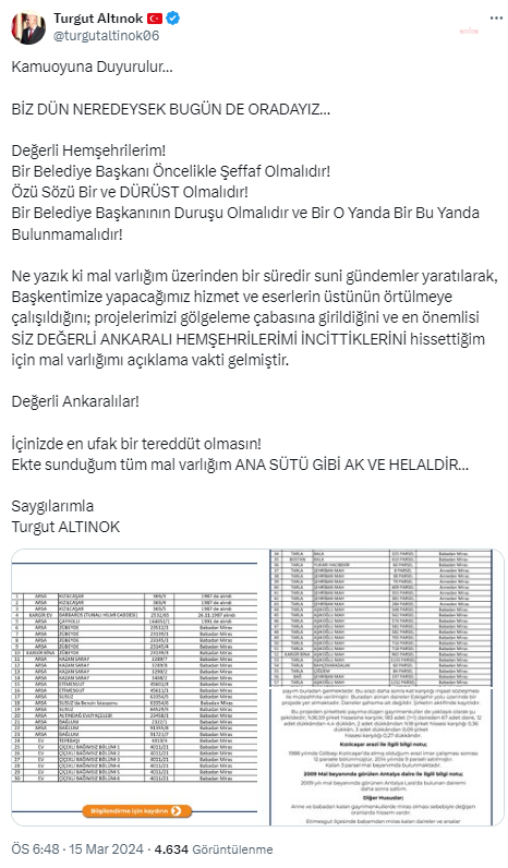 "MAL ALLAH'IN BİZ EMANETÇİYİZ" DİYEN ALTINOK MAL VARLIĞINI AÇIKLADI
