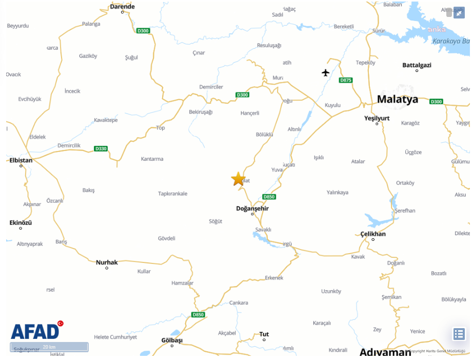 Malatya Doğanşehir'de 4 büyüklüğünde deprem 