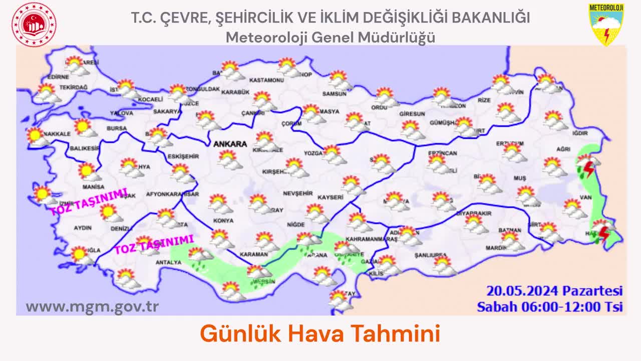 Meteoroloji'den gök gürültülü sağanak yağış ve toz taşınımı uyarısı