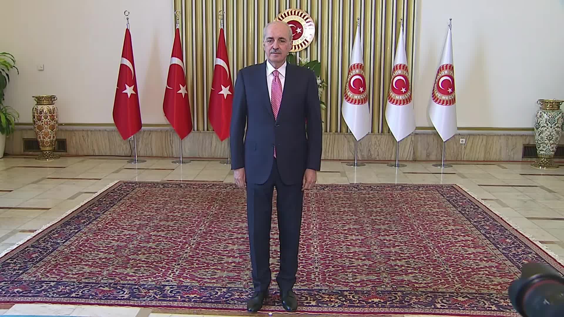 TBMM BAŞKANI NUMAN KURTULMUŞ, TBMM'DE TEBRİKLERİ KABUL ETTİ