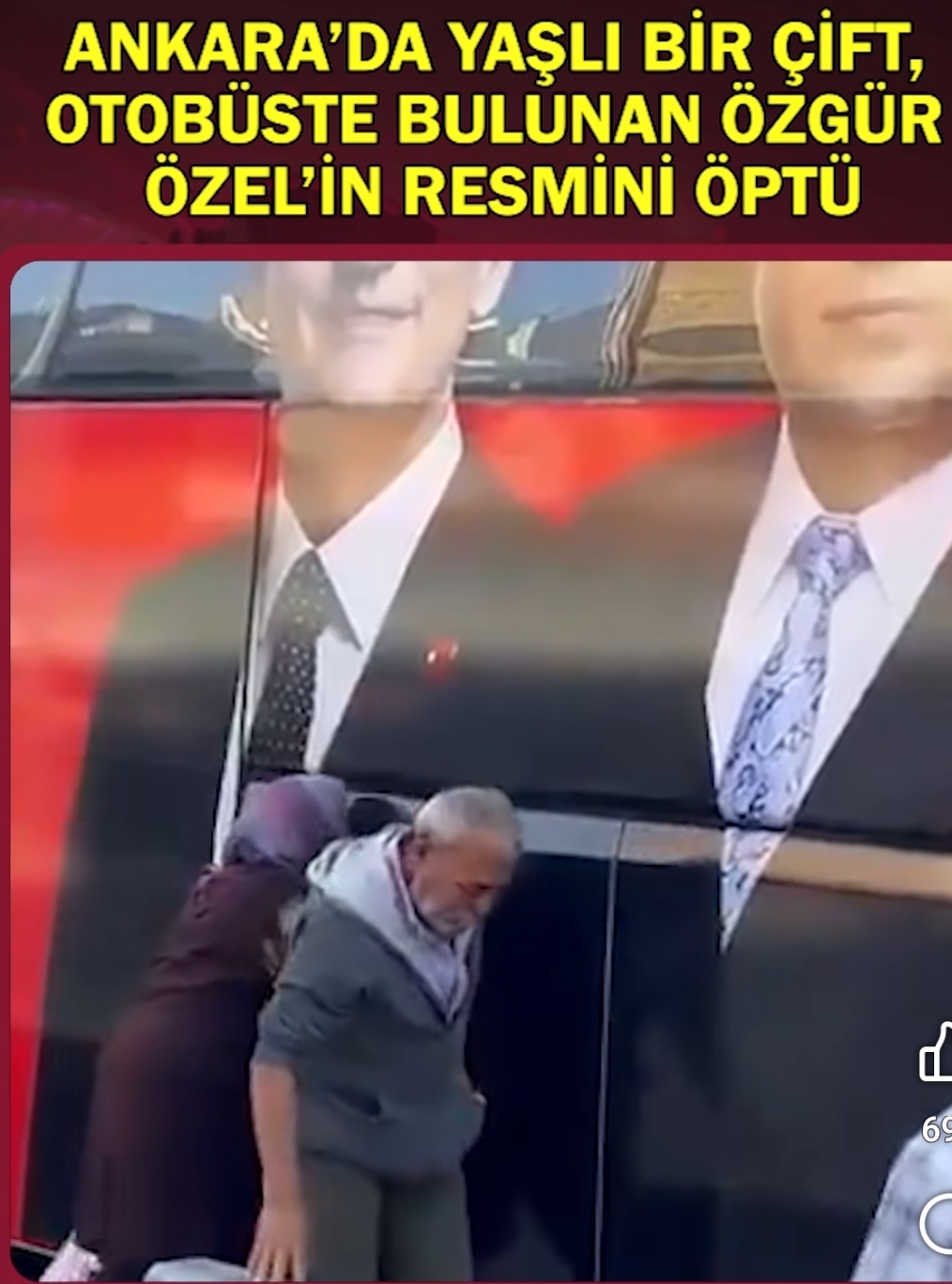 Ankara’da Duygusal Anlar: Yaşlı Çift, Otobüste Özgür Özel’in Fotoğrafını Sevip Öptü!