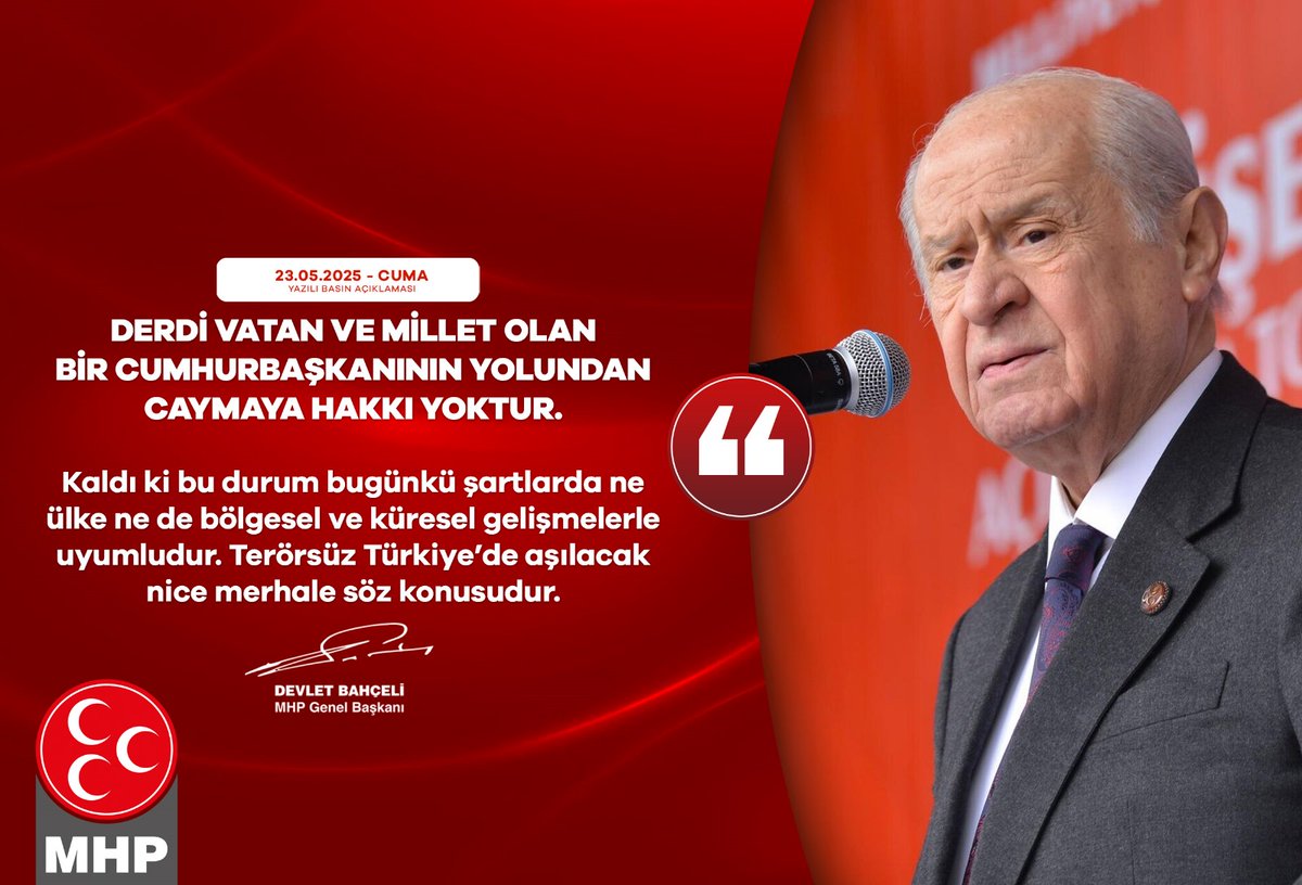 Bahçeli: "Vatan ve Millet Derdi Olan Bir Cumhurbaşkanı Caymaya Hakkı Yoktur"